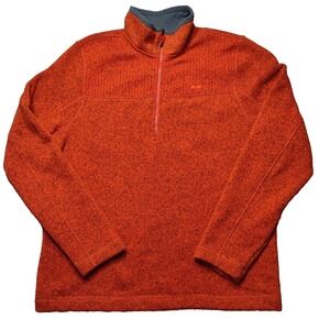 KOPPEN Men Large Orange Black Marl 1/2 Zip Fleece Sweater Pullover Jacket EUC